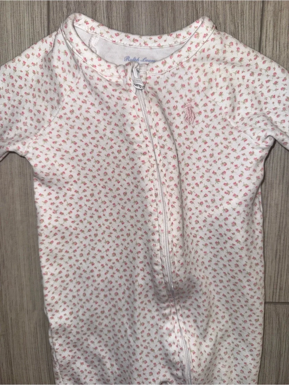 RALPH LAUREN POLO Floral Cotton Interlock Footed Coverall